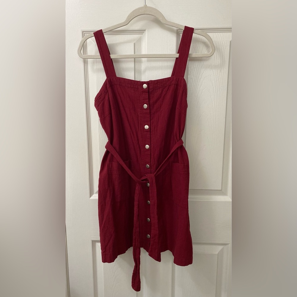 Red/Burgundy Linen Dress